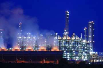 Oil refinery at twilight