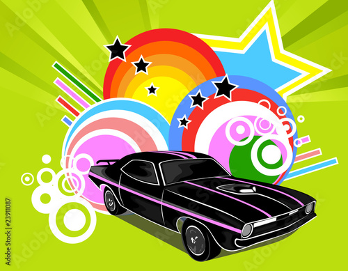 Plakat na zamówienie Sport car on the disco style background
