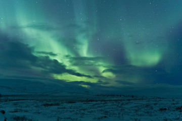 Wall Mural - northern lights after a storm