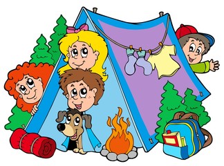 Wall Mural - Group of camping kids