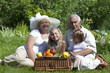 © Alexey Kuznetsov - Mature couple with two granddaughters picnicked on the grass