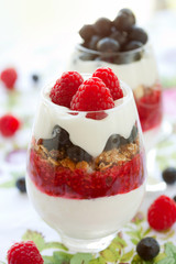 Wall Mural - raspberry and blueberry parfait