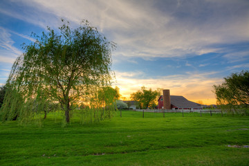 sunset on the farm