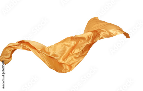 Fotografie, Obraz Smooth elegant golden satin isolated on white background .