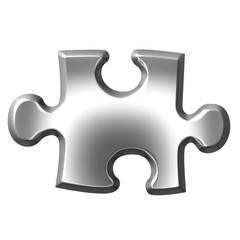 Wall Mural - 3D Silver Puzzle Piece