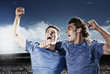 Soccer players cheering
