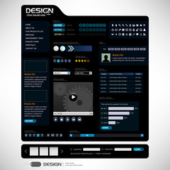 Wall Mural - Web Design Elements 6 (Dark Theme) Vector