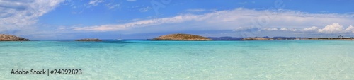 Board z aluminiowym obramowaniem Panoramiczny widok illetas turkusowy formentera balear