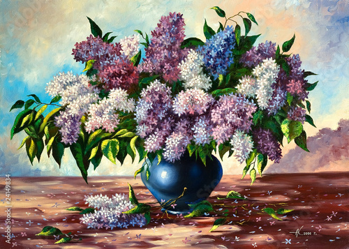 Naklejka na szybę Lilac bouquet in a vase