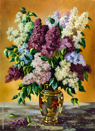 Obraz w ramie Lilac bouquet in a vase