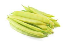 Pile Of Yellow Wax Bean Pods Isolated On The White Background
