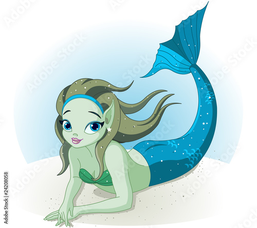 Naklejka dekoracyjna Mermaid Girl under the sea