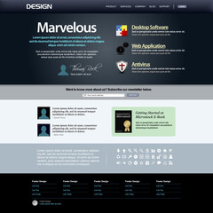 Wall Mural - Web Design Template 8 (Dark Theme) Vector