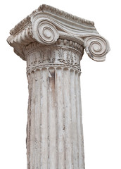 Wall Mural - Ancient greek ionic column isolated on white