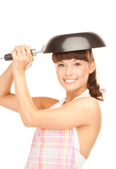 Poster - housewife with frying pan