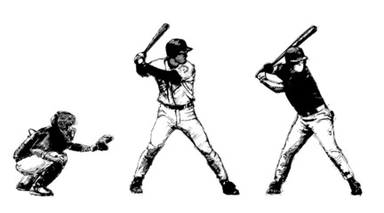 Wall Mural - baseball trio