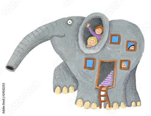 Nowoczesny obraz na płótnie Elephant Building