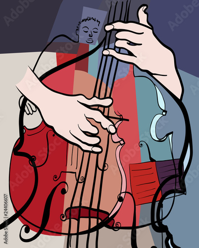 Nowoczesny obraz na płótnie Vector illustration of a double bass composition