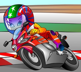 Fotobehang - racing motorcyclist