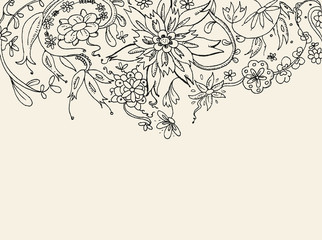 Wall Mural - Floral doodle background