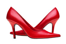 Ladies Red High Heels Shoes Isolated