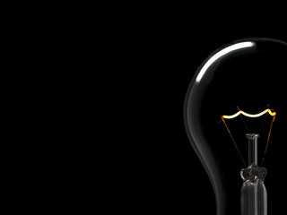 Bulb light over black