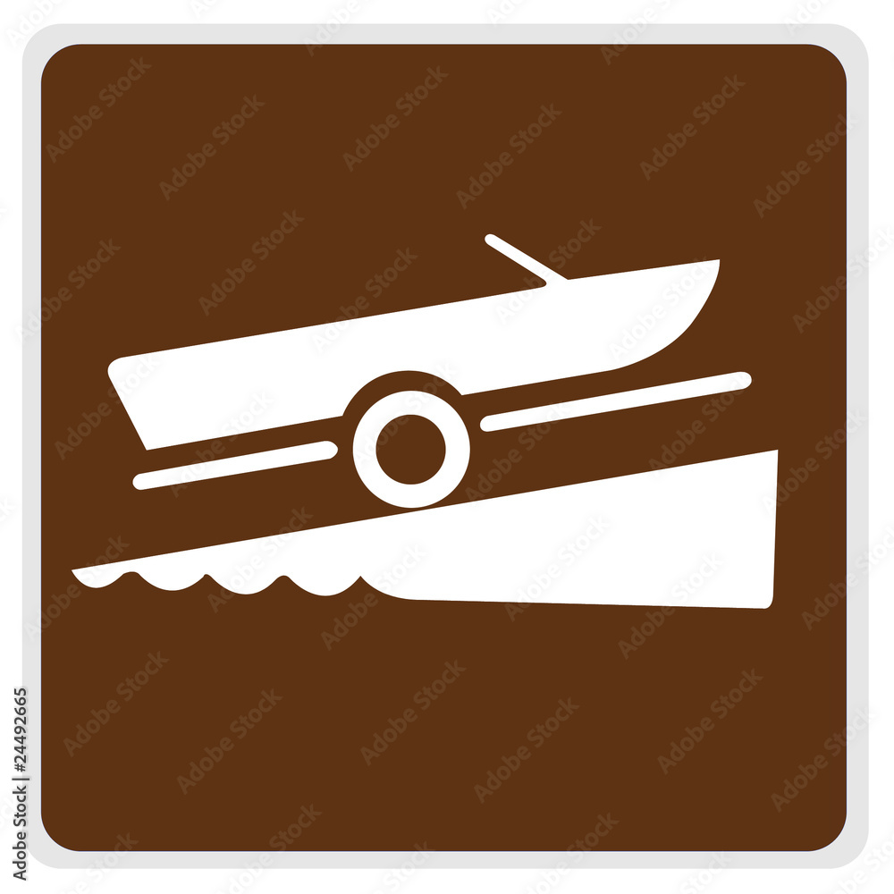 road sign - brown boat launch Stock Illustration | Adobe Stock