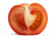 eine halbe tomate auf weissem hintegrund