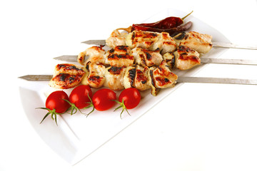 Poster - roast shish kebab on white