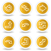 Arrows Web Icons Set 1, Yellow Glossy Circle Buttons