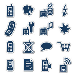 Poster - Mobile phones web icons, navy sticker series