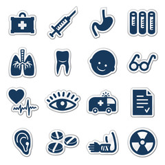 Wall Mural - Medicine web icons, navy sticker series