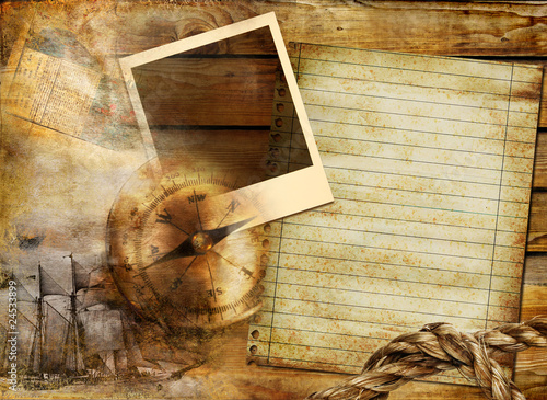 vintage background in adventure stories style with frame