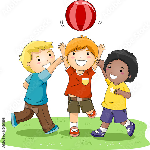 Children Playing With A Ball In The Park - Buy this stock vector and ...