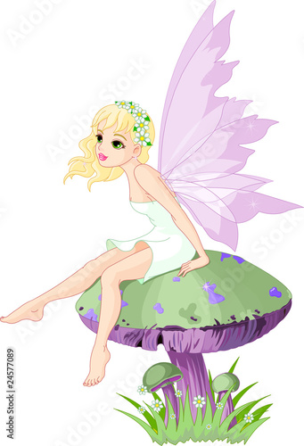 Naklejka dekoracyjna Fairy on the Mushroom