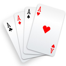 Four Aces Playing Cards Poker Winner Hand
