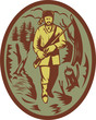 American pioneer or mountain man with rifle