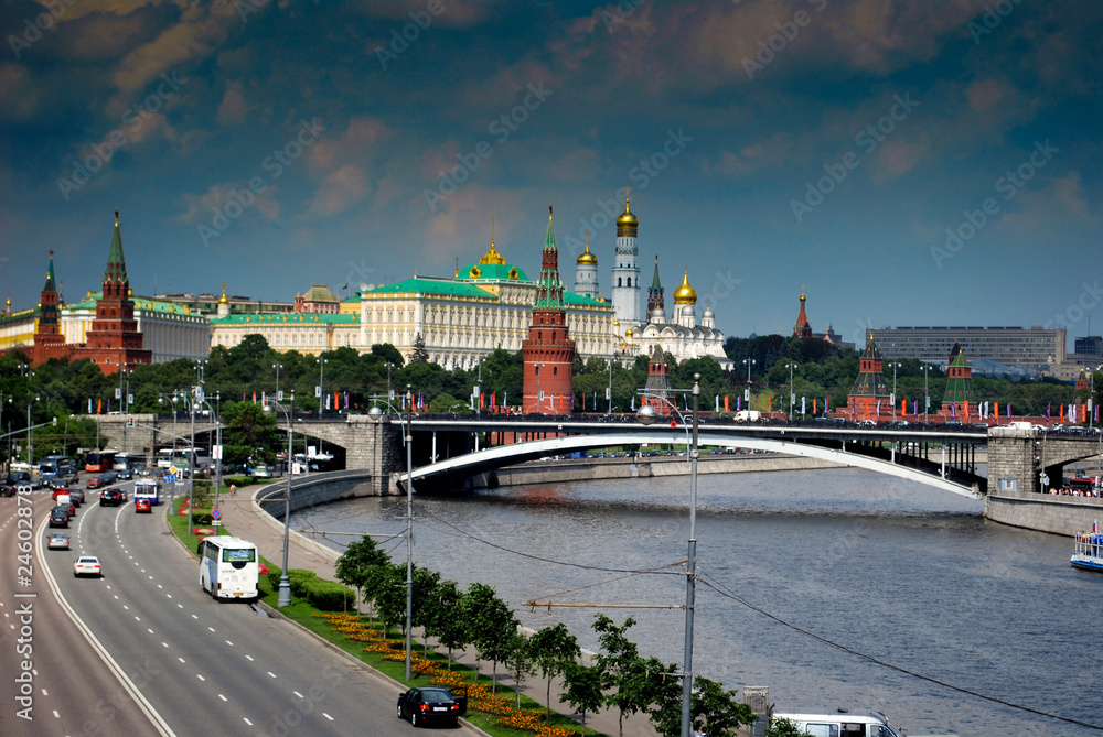 Obraz na płótnie Vue sur le Kremlin à Moscou w salonie