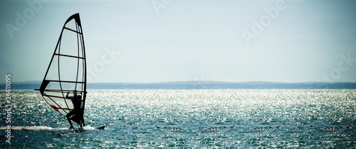 Obraz w ramie windsurfer panorama against a crystal sea