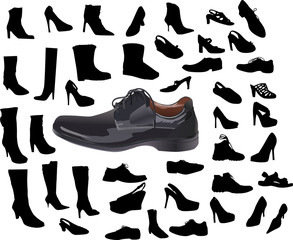 Wall Mural - man and woman shoes collection