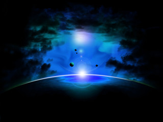 Wall Mural - espace nebuleuse bleu