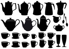 Coffee Cups And Pots, Vector