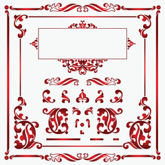 Wall Mural - floral elements for creating borders, frames and backgrounds