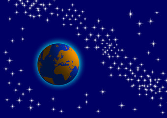 Wall Mural - Earth on a blue background