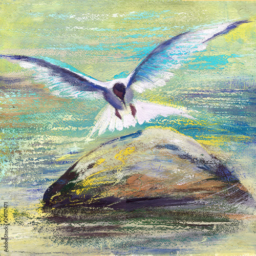 Nowoczesny obraz na płótnie Flying seagull