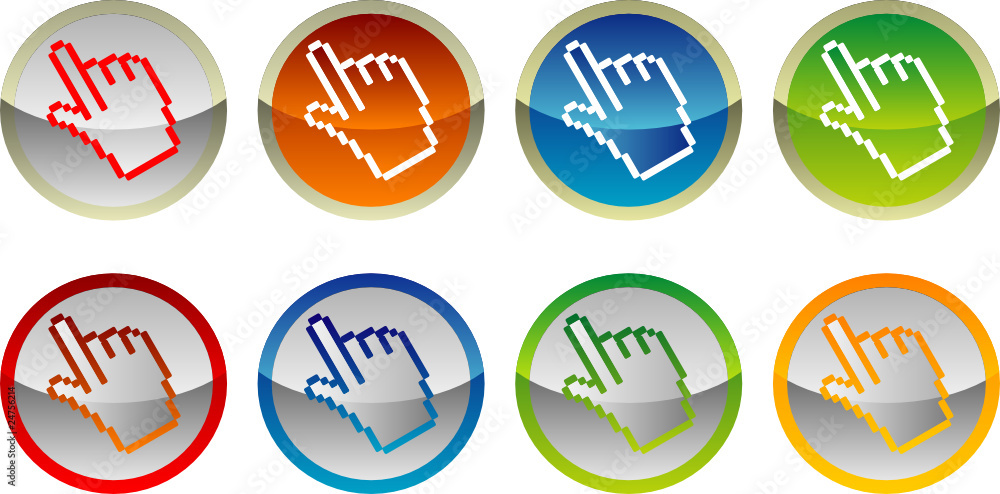 Button Hand Cursor Set of colored button with hand cursor Stock Vector | Adobe Stock