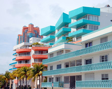 Colorful Houses In Miami Beach Art Deco District