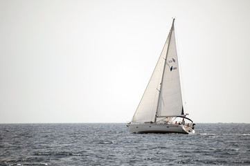 Wall Mural - yacht sailing on sea