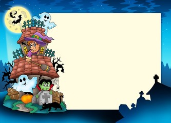 Sticker - Frame with haunted house