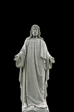 Weathered Nineteenth Century Jesus Statue Isolated On Black